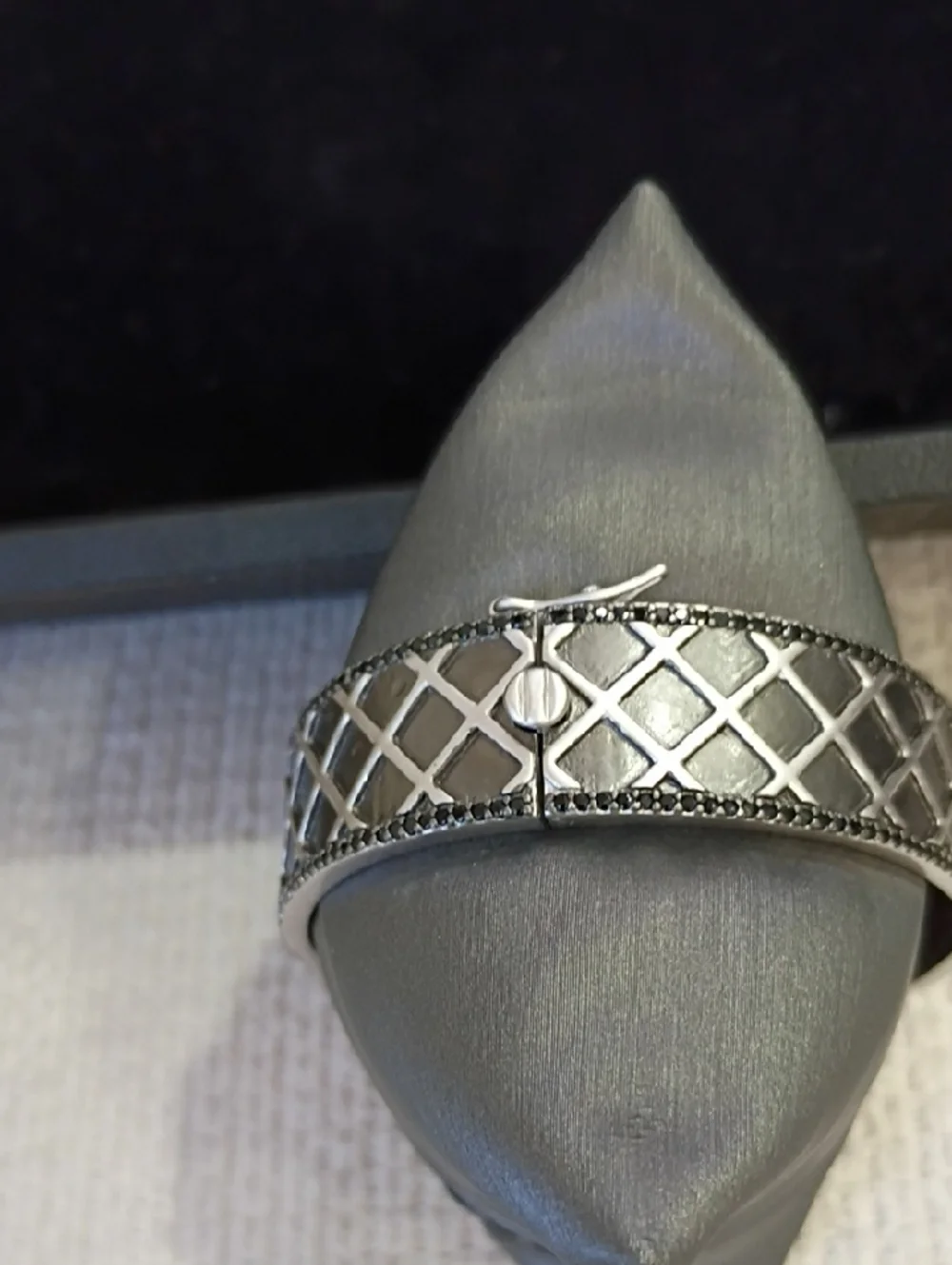 Freida Rothman Silver-Tone Lattice Pattern Cuff Bracelet